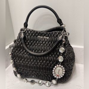 New Miu Miu Matelasse Crystal Handbag